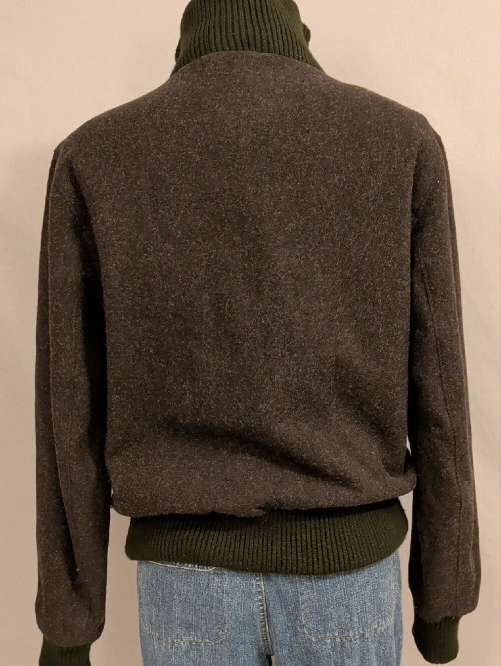 GAP Brown Heather Wool Blend Bomber Jacket w Plaid Lining Classic SeeMeas Unisex